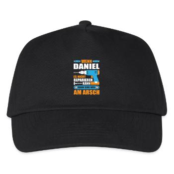 Daniel Name Geschenk Reparatur reparieren - Kinder Basecap - Schwarz - Vorne