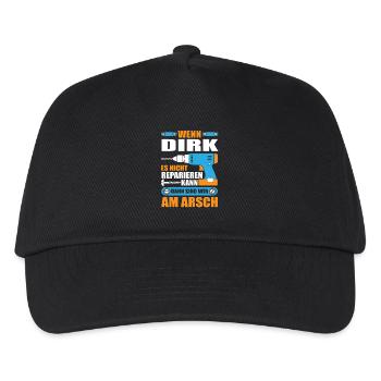 DIRK Name Geschenk Reparatur reparieren - Kinder Basecap - Schwarz - Vorne