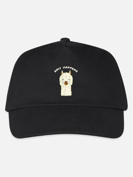 Lama - Spit Happens - Lama T-Shirt - Geschenk - Kinder Basecap - Schwarz