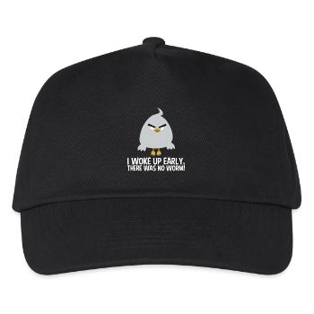 I woke up early. There was no worm! v3 - Kids’ Baseball Cap - black - Front