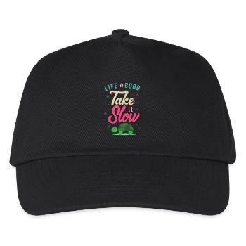 Life is Good Take it's Slow Turtle Gift - Kids’ Baseball Cap - black - Front