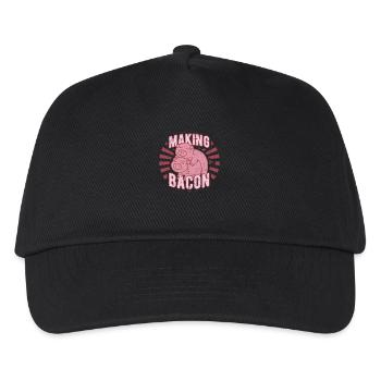 Making Bacon - Schinken Schwein - Geschenk - Kinder Basecap - Schwarz - Vorne