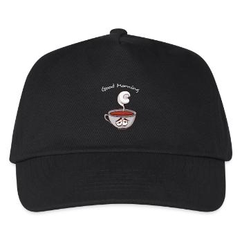 Good Morning - Guten-Morgen-Kaffee - Kinder Basecap - Schwarz - Vorne