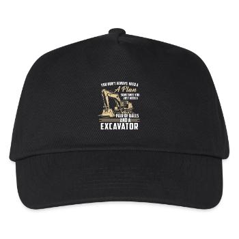 Construction worker · Construction site · Excavator · No plan - Kids’ Baseball Cap - black - Front