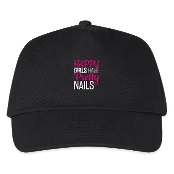 Happy Girls Have Pretty Nails, Maniküre - Kinder Basecap - Schwarz - Vorne
