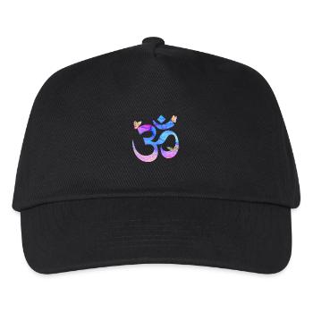 Om watercolor in blue and pink with butterflies - Kids’ Baseball Cap - black - Front