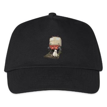 Golden Retriever avec le train - Casquette de baseball Enfant - noir - Devant