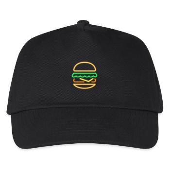 Neon Burger - 80s Retro Neon Sign - Kids’ Baseball Cap - black - Front