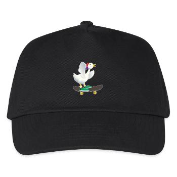Skater Ente - Kinder Basecap - Schwarz - Vorne