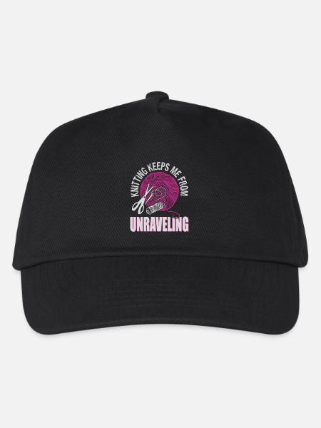 Knitting keeps me from unraveling - Kids’ Baseball Cap - black