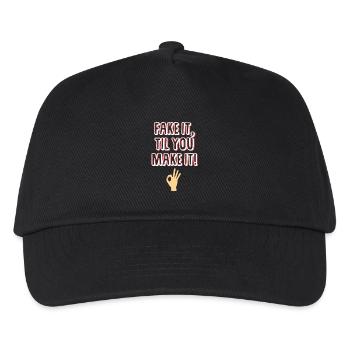 Fake it, til you make it! Geschenk - Sprüche - Kinder Basecap - Schwarz - Vorne