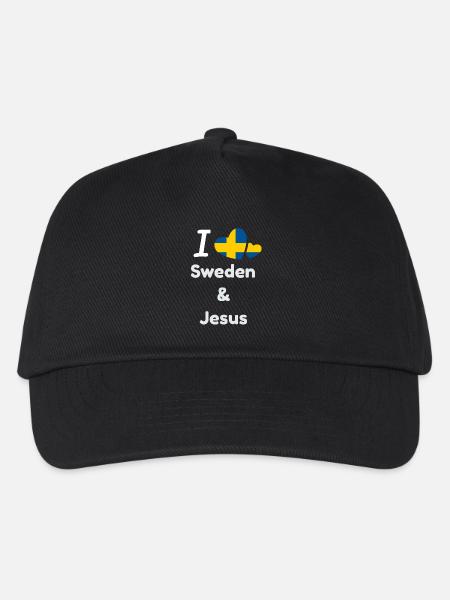 I Love Sweden and Jesus - Christ und Schweden - Kinder Basecap - Schwarz