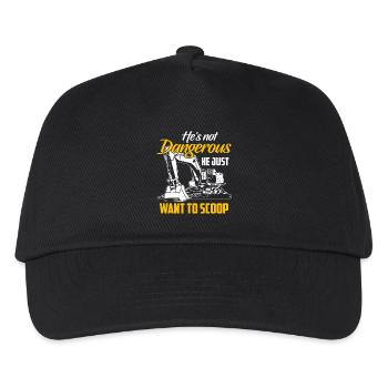 Bagger Shirt · Baustelle · Arbeiter · Baggern - Kinder Basecap - Schwarz - Vorne