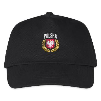 Polen Lorbeer Design (Polski Orzeł Wieniec) Polska - Kinder Basecap - Schwarz - Vorne
