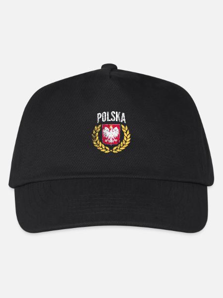 Polen Lorbeer Design (Polski Orzeł Wieniec) Polska - Kinder Basecap - Schwarz