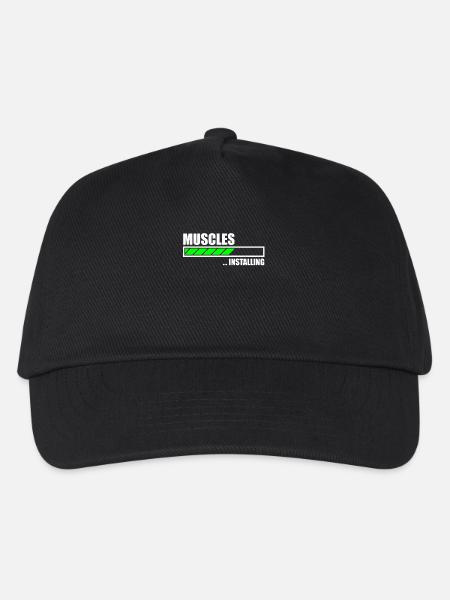 Installing Muscles Funny Gym - Kids’ Baseball Cap - black