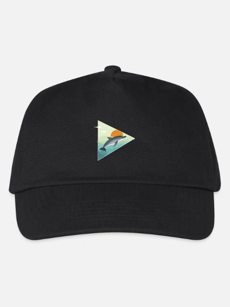 Delfin - Sonnenaufgang - Ozean - Kinder Basecap - Schwarz