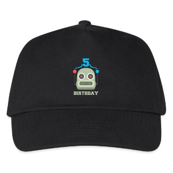 Kids birthday 5 year robot birthday party - Kids’ Baseball Cap - black - Front