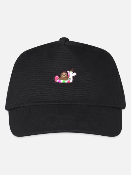 Urlaub - Faultier Unicorn Schwimmring - Geschenk - Kinder Basecap - Schwarz