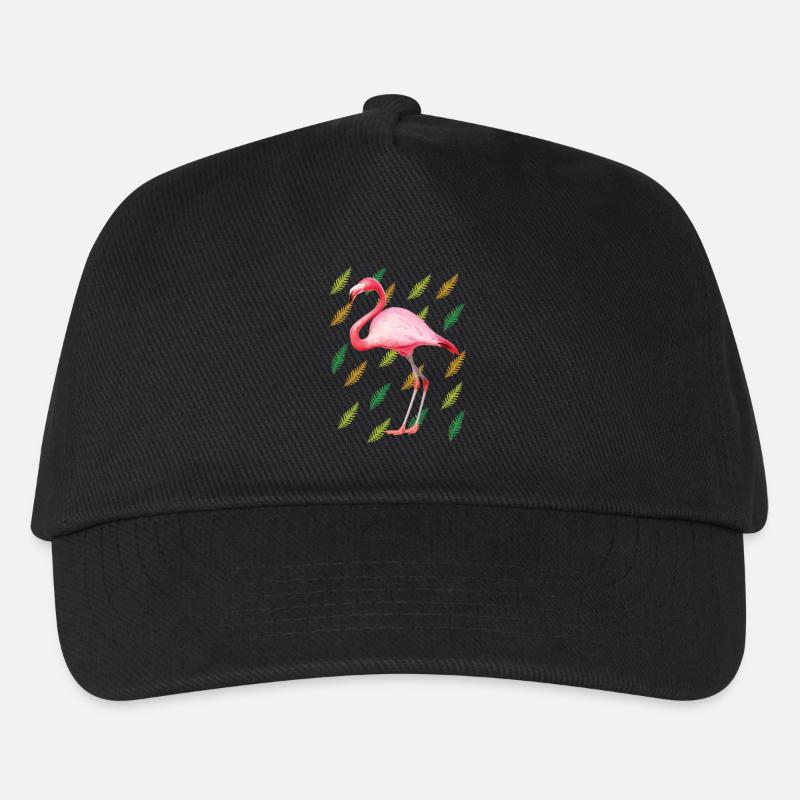 Flamingo with feathers - Kids’ Baseball Cap - black