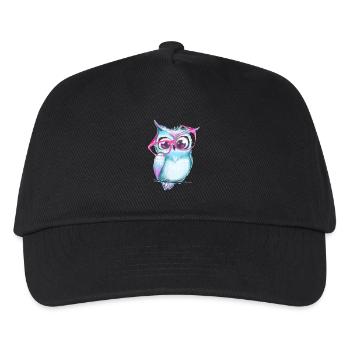Süße Eule mit Brille - Kinder Basecap - Schwarz - Vorne
