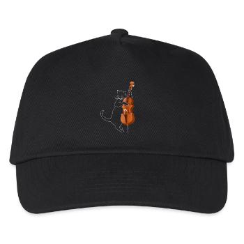 Katze Kontrabass Instrument Geschenk - Kinder Basecap - Schwarz - Vorne