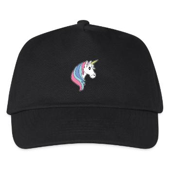 unicorn head mane colorful long hair - Kids’ Baseball Cap - black - Front