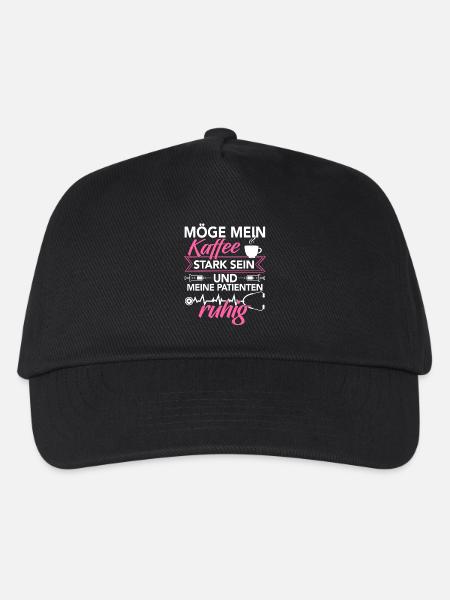 Krankenschwester Shirt · Pflege · Kaffee stark - Kinder Basecap - Schwarz