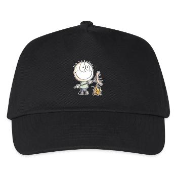 Funny sausage grilling stick figure - Kids’ Baseball Cap - black - Front