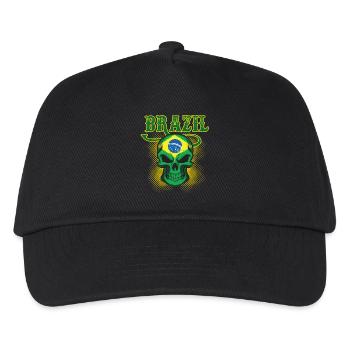 Brasilien Fußball Geschenk Fan Weltmeisterschaft - Kinder Basecap - Schwarz - Vorne