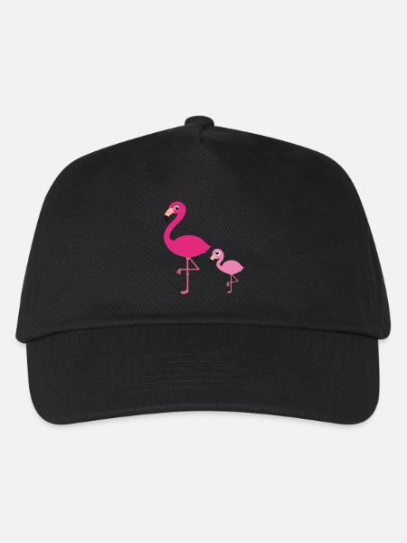 Flamingo Mutter mit Kind - Kinder Basecap - Schwarz