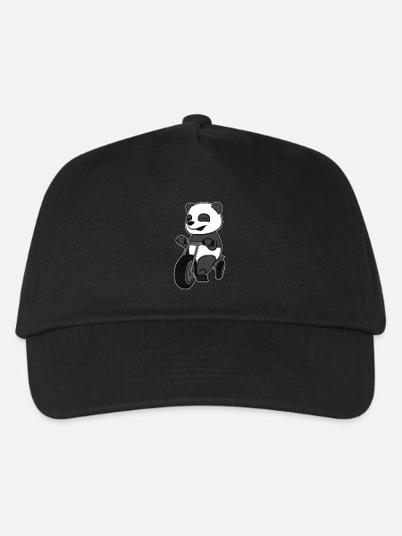 Panda-Reitdreirad-T-Shirt lustiger Sichuan-Panda - Kinder Basecap - Schwarz