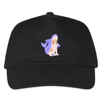 Hund im Hai Kostüm Shirt Geschenk Süße Hunde - Kinder Basecap - Schwarz - Vorne