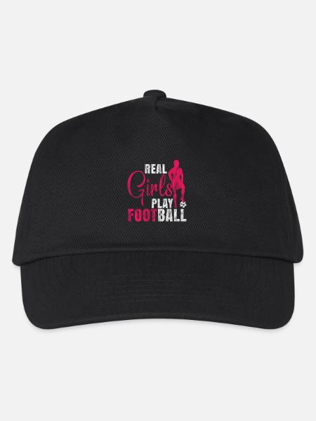 Echte Mädchen spielen Fußball Frauenfußball - Kinder Basecap - Schwarz