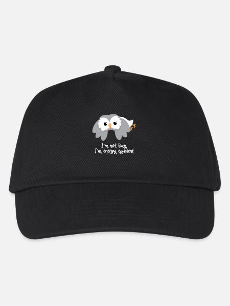 Eule - Uhu - Kauz - Eulen T-Shirt - Faulpelz - Kinder Basecap - Schwarz