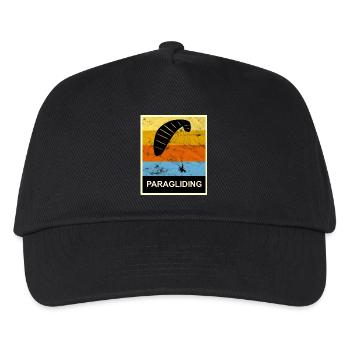 Gleitschirm Fliegen Vintage Geschenk Retro - Kinder Basecap - Schwarz - Vorne