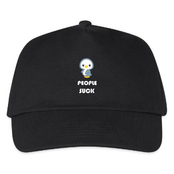 Pinguin - Pinguine - Pinguinmotiv - People suck - Kinder Basecap - Schwarz - Vorne