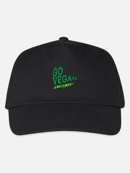 Go Vegan - Kinder Basecap - Schwarz
