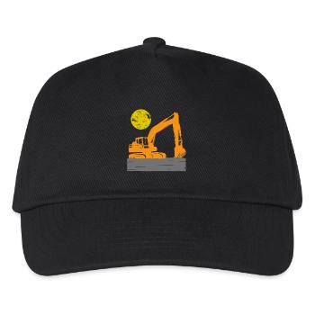 Excavator construction worker construction site excavating children - Kids’ Baseball Cap - black - Front