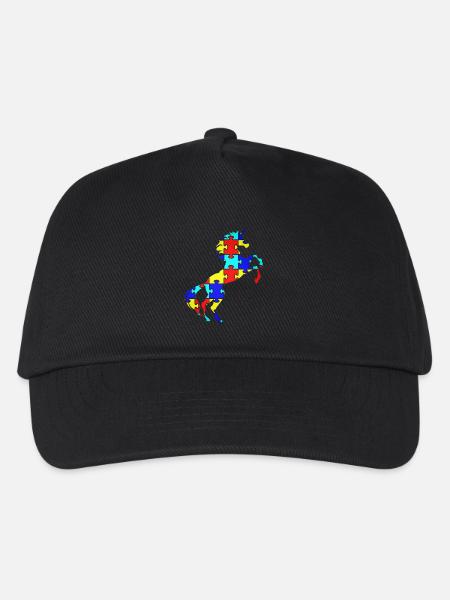 Einhorn-Autismus-Puzzlespiel-Symbol-T-Shirt magisch - Kinder Basecap - Schwarz