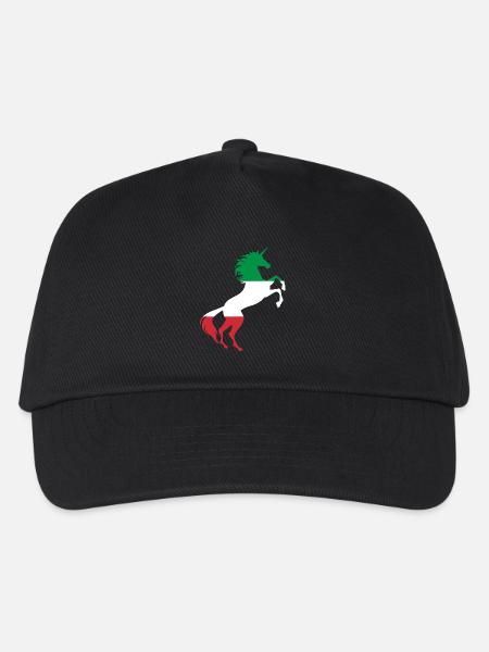 Einhorn Italien Flagge T-Shirt Magische Einhorn Italienisch - Kinder Basecap - Schwarz