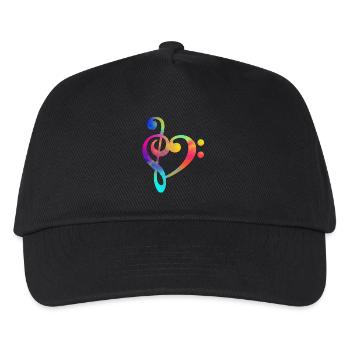 Notenschlüssel Bassschlüssel Shirt Musik Musiker - Kinder Basecap - Schwarz - Vorne