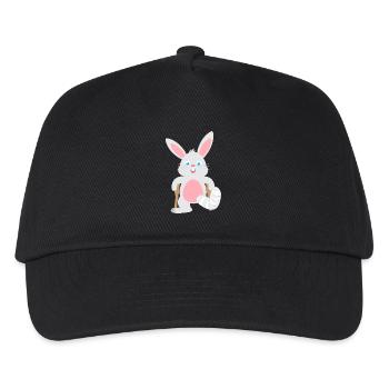 Kindershirt Hase mit Gipsbein Tiershirt Hase - Kinder Basecap - Schwarz - Vorne