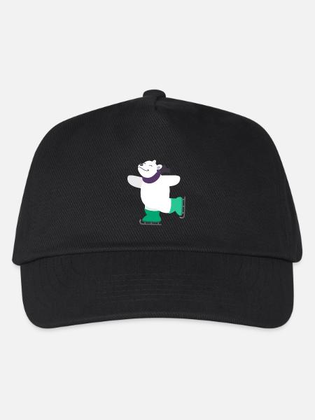 Kindermotiv Tiershirt Geschenkidee Eisbär auf Eis - Kinder Basecap - Schwarz