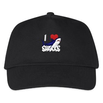 Ich liebe Haifische Nette Neuheit Woche der Haifisch-Geschenk-Idee für Haifisch-Liebhaber Epic Graphic Shark - Kinder Basecap - Schwarz - Vorne