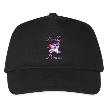 Daddy's Princess Papas Prinzessin Einhorn Design - Kinder Basecap - Schwarz - Vorne