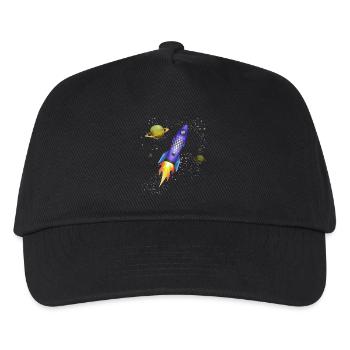 Rakete im Weltall - Kinder Basecap - Schwarz - Vorne