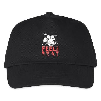 Feel the Beat Schlagzeuger Geschenk Spruch - Kinder Basecap - Schwarz - Vorne