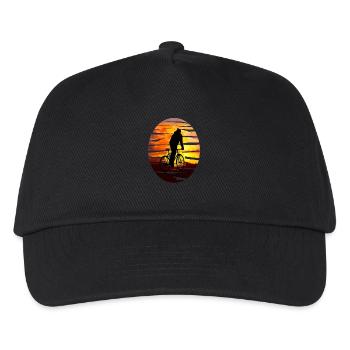 Fahrradfahrer bei Sonnenuntergang - Geschenkidee - Kinder Basecap - Schwarz - Vorne