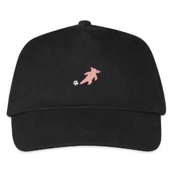 Pig plays football - Kids’ Baseball Cap - black - Front